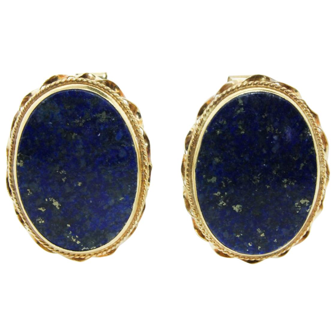 Vintage Lapis Lazuli Gold Cufflinks