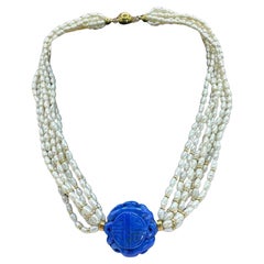 Retro Lapis Lazuli Pearl Necklace