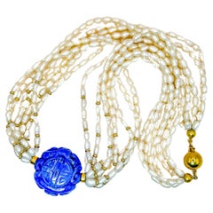 Vintage Lapis Lazuli Pearl Necklace