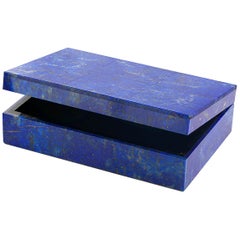 Vintage Lapis Lazuli Precious Hard Stone Casket Box