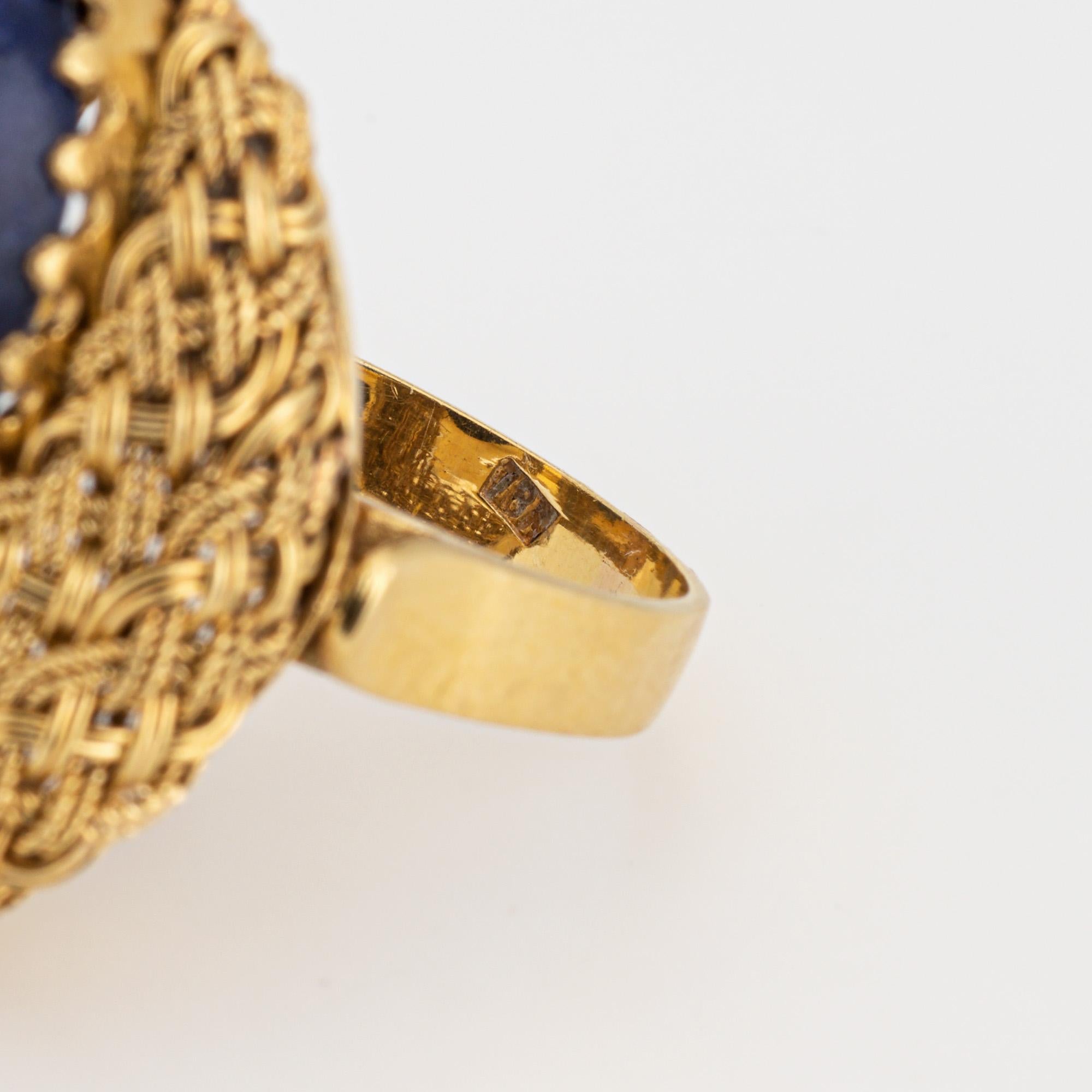 Vintage Lapis Lazuli Ring 18k Gelbgold Sz 5,75 Cocktail Fine Estate Jewelry 1