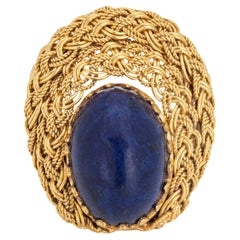 Vintage Lapis Lazuli Ring 18k Gelbgold Sz 5,75 Cocktail Fine Estate Jewelry