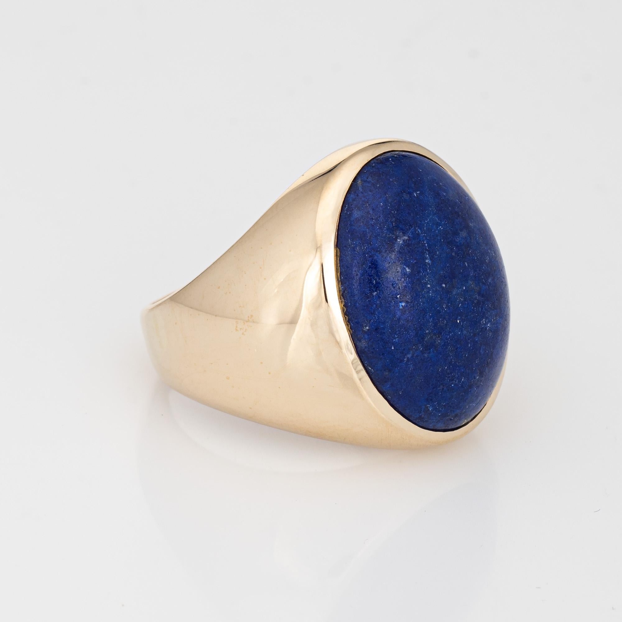 Modern Vintage Lapis Lazuli Ring Men's Jewelry Estate Large Oval Signet Band