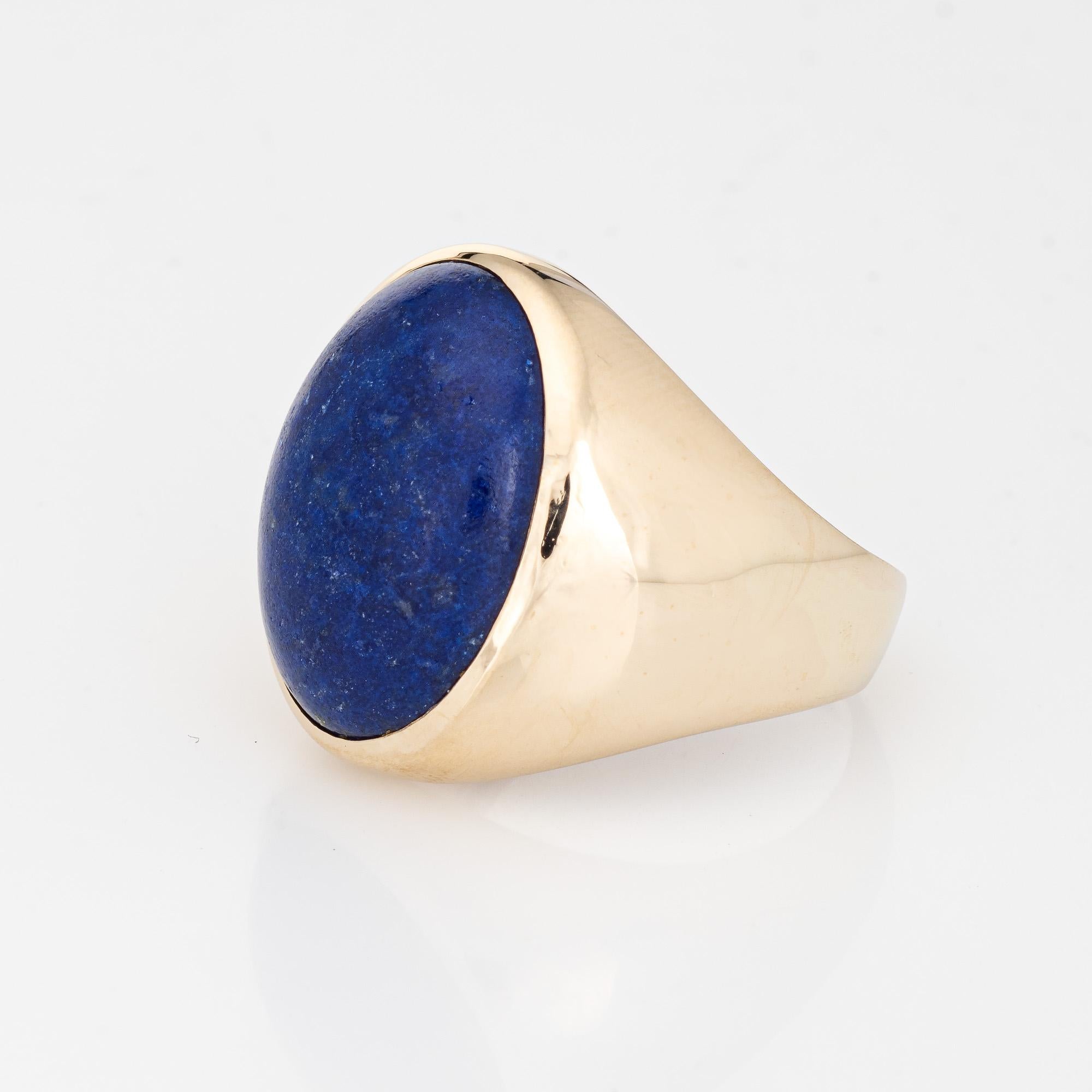 Cabochon Vintage Lapis Lazuli Ring Men's Jewelry Estate Large Oval Signet Band