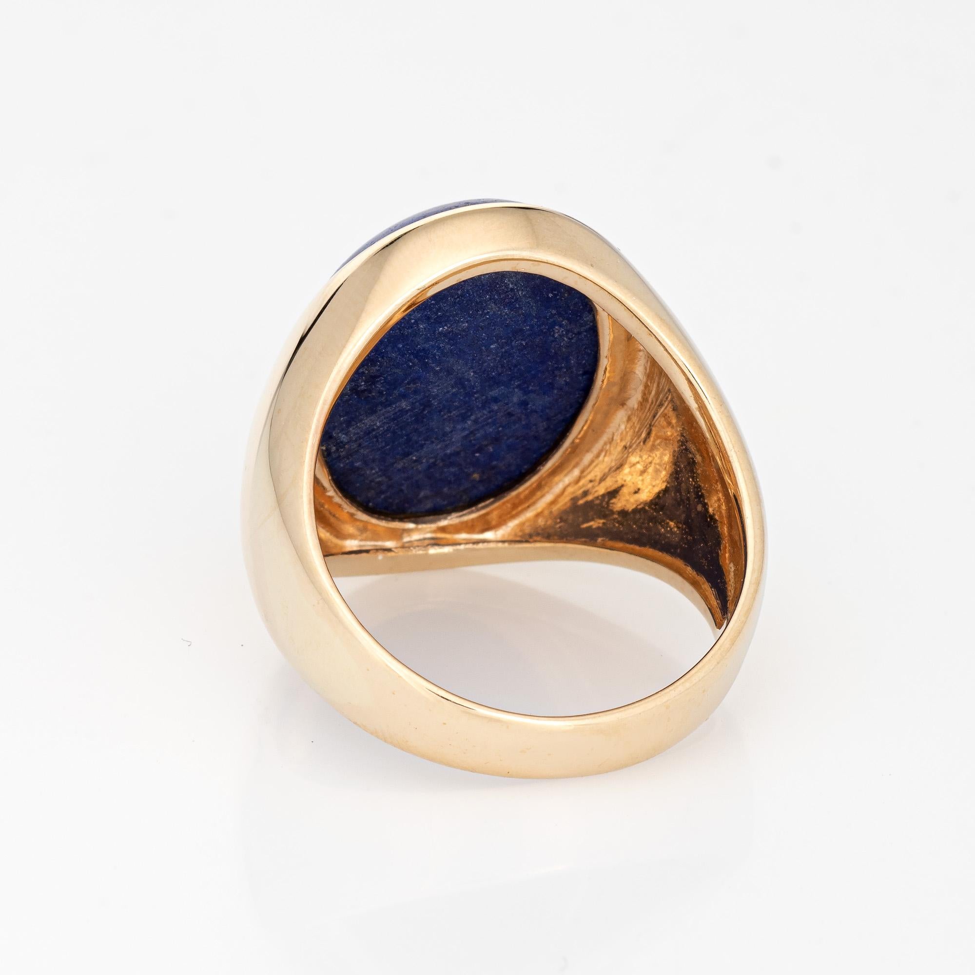 Vintage Lapis Lazuli Ring Men's Jewelry Estate Large Oval Signet Band In Good Condition In Torrance, CA