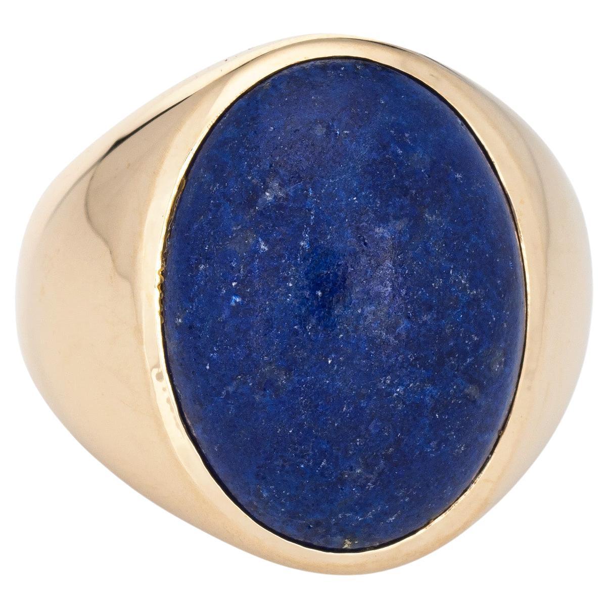 Vintage Lapis Lazuli Ring Men's Jewelry Estate Large Oval Signet Band