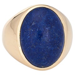 Vintage Lapis Lazuli Ring Men's Jewelry Estate Large Oval Signet Band