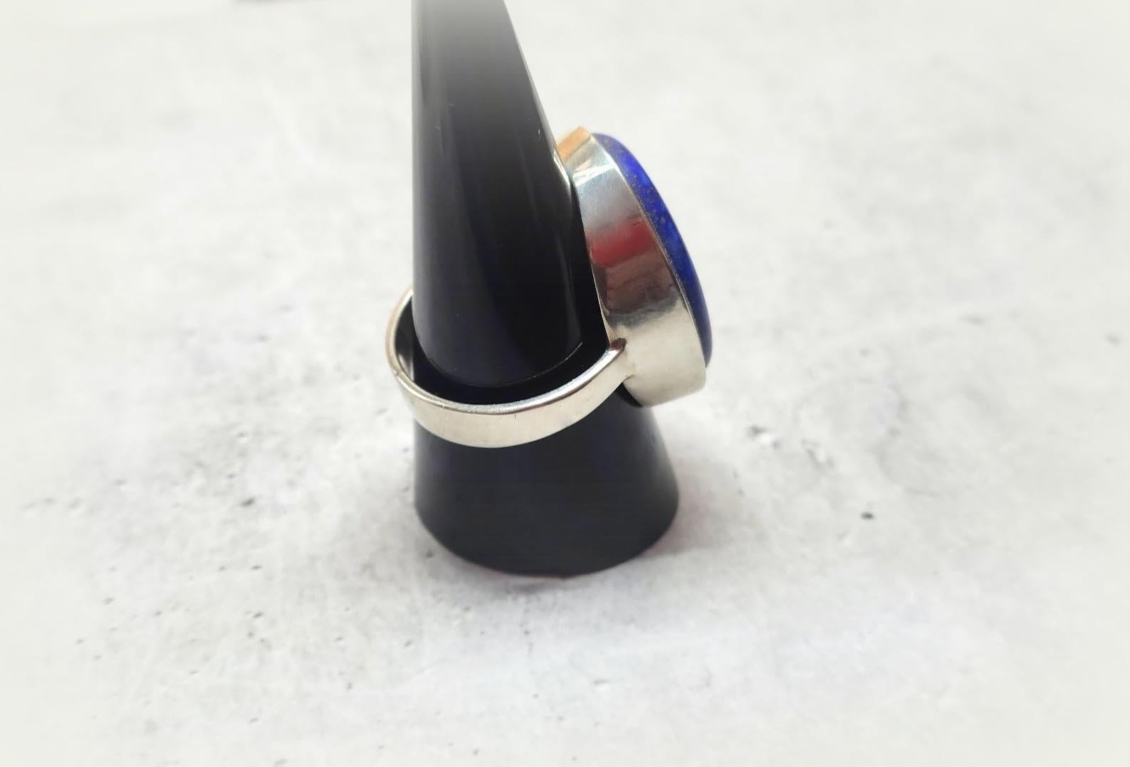 Vintage Lapis Lazuli Sterling Silver Ring For Sale 1