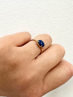 Bague vintage en or jaune lapis-lazuli taille 7,5