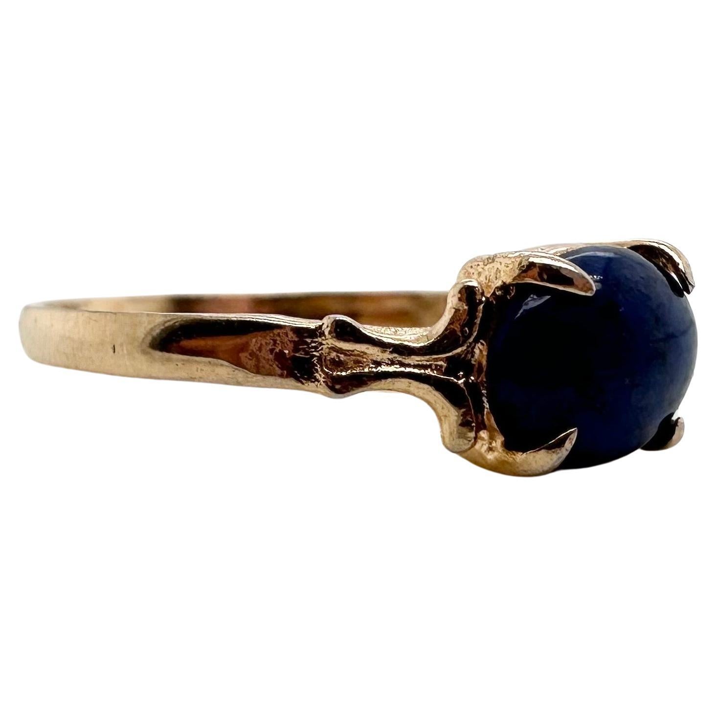 Vintage Lapis Lazuli yellow gold ring size 7.5 For Sale