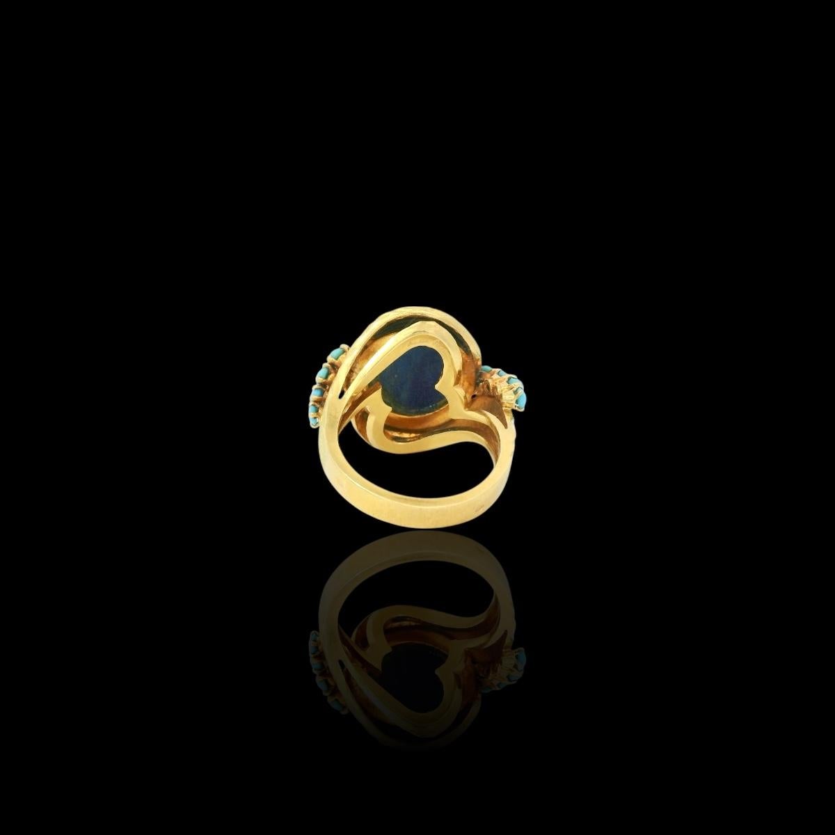 Cabochon Anello di Lapislazzuli e turchese d'epoca in vendita