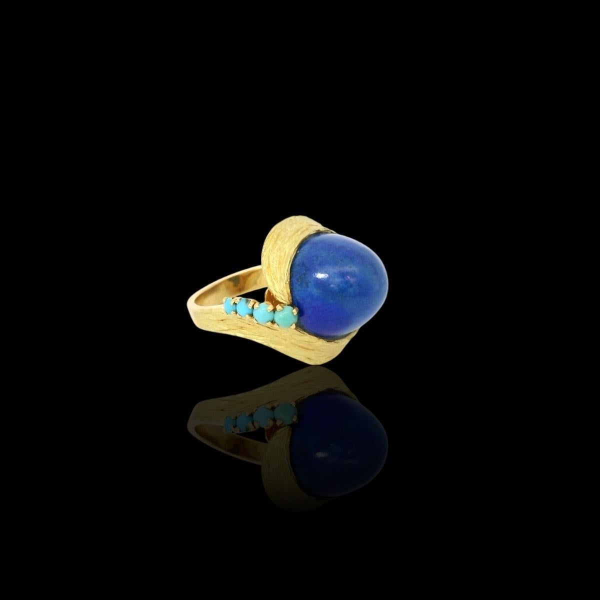 Anello di Lapislazzuli e turchese d'epoca In condizioni ottime in vendita a Uccle, BE