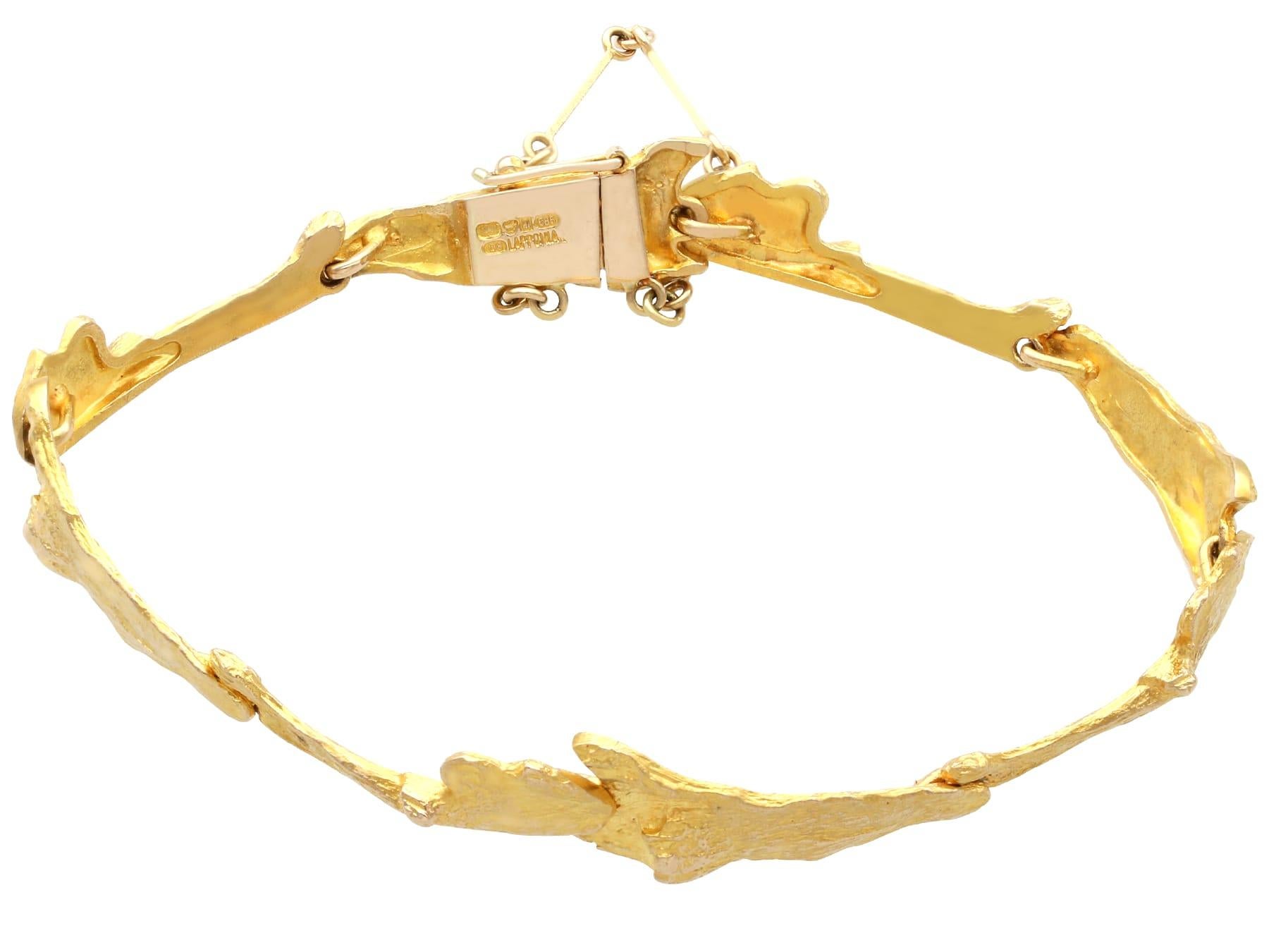 Retro Vintage Laponnia 14k Yellow Gold Bracelet For Sale