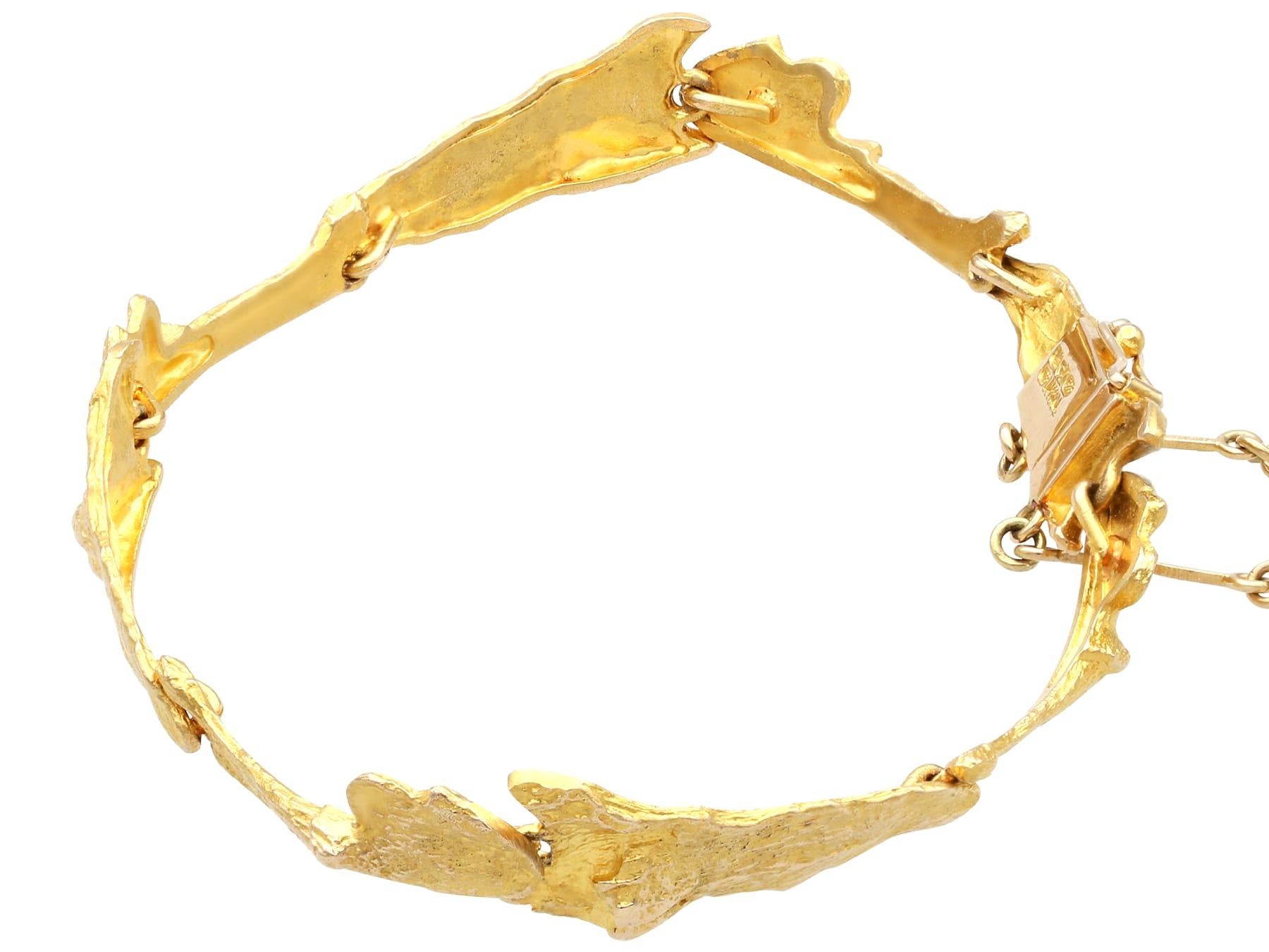 Vintage Laponnia 14k Yellow Gold Bracelet In Excellent Condition For Sale In Jesmond, Newcastle Upon Tyne