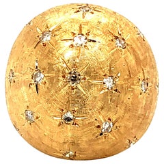 Großer:: mit Diamanten besetzter Kuppelring aus 14 Karat Gold:: um 1960-1970