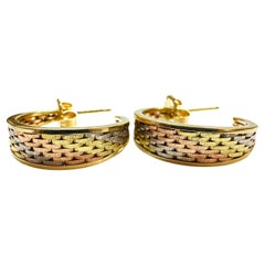 Vintage 14 Karat Tricolor Gold Korbgeflecht-Ohrringe mit Korbgeflecht  Gramm - 6,06 Gramm