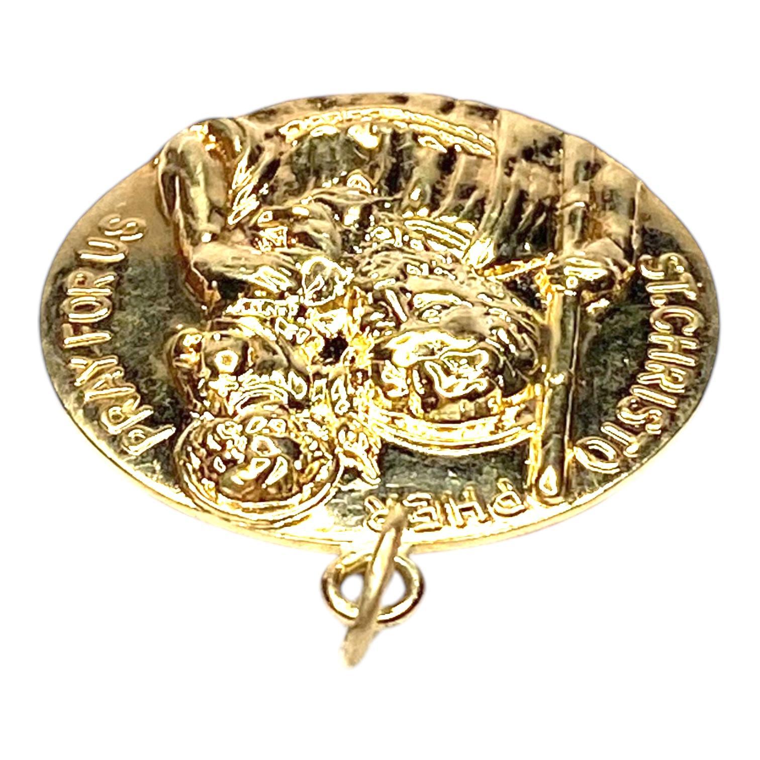 Contemporary Vintage Large 14K Gold St Christopher Pendant