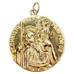 Vintage Large 14K Gold St Christopher Pendant