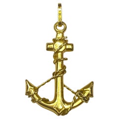 Vintage Large 18K Gold Anchor Pendant