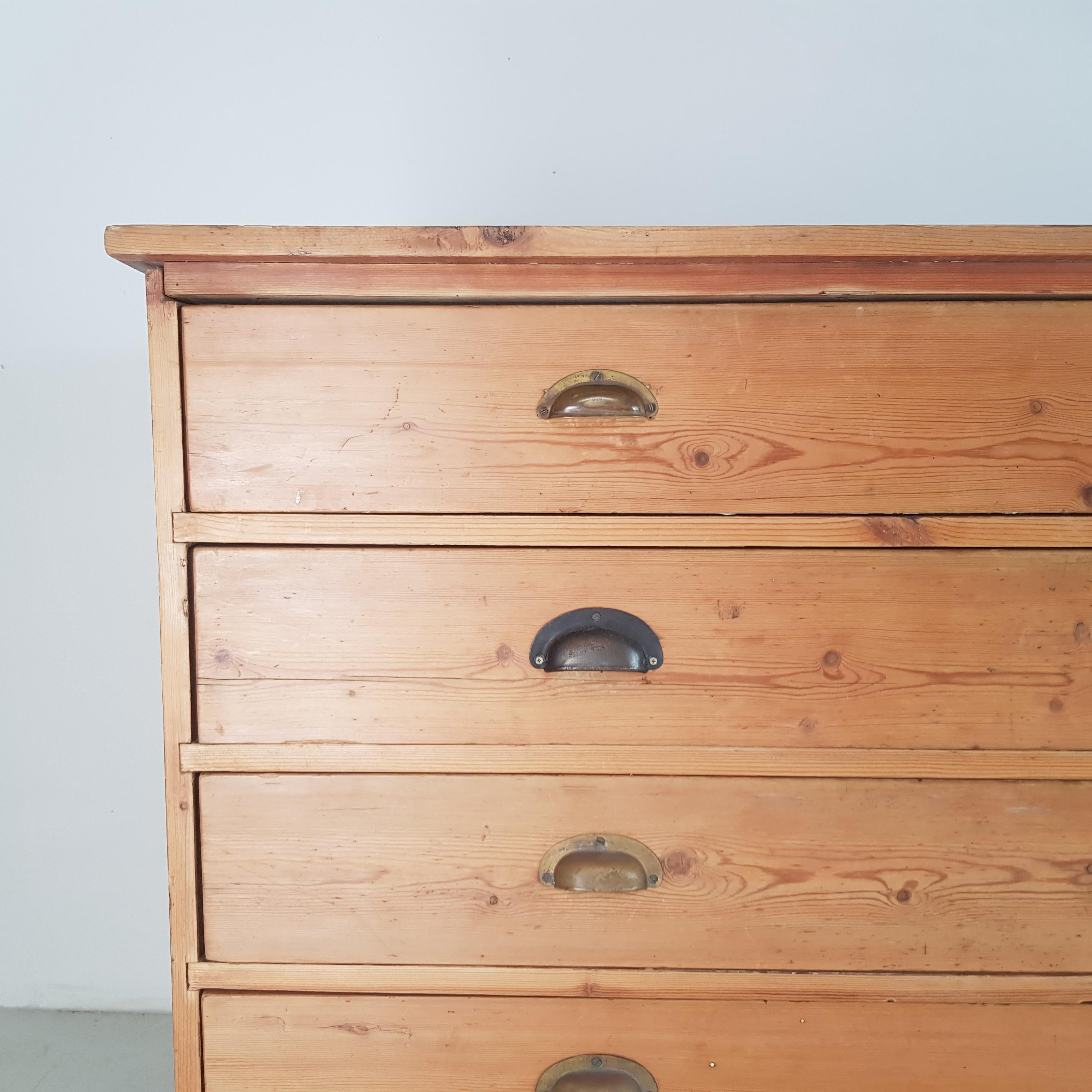 Vintage Large 1930s Plan Chest with Brass Handles For Sale 1