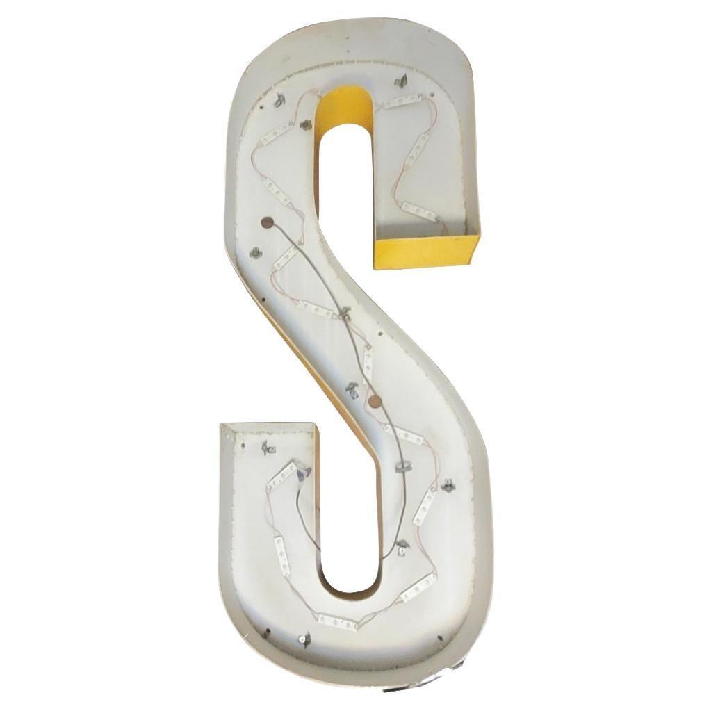 Vintage Large 1977 Architectural Salvage Sign Letter "S" For Sale
