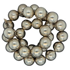 Statement-Halskette, groß, 22,5 mm, rund, Sterlingsilber 925 Perlen, Vintage 