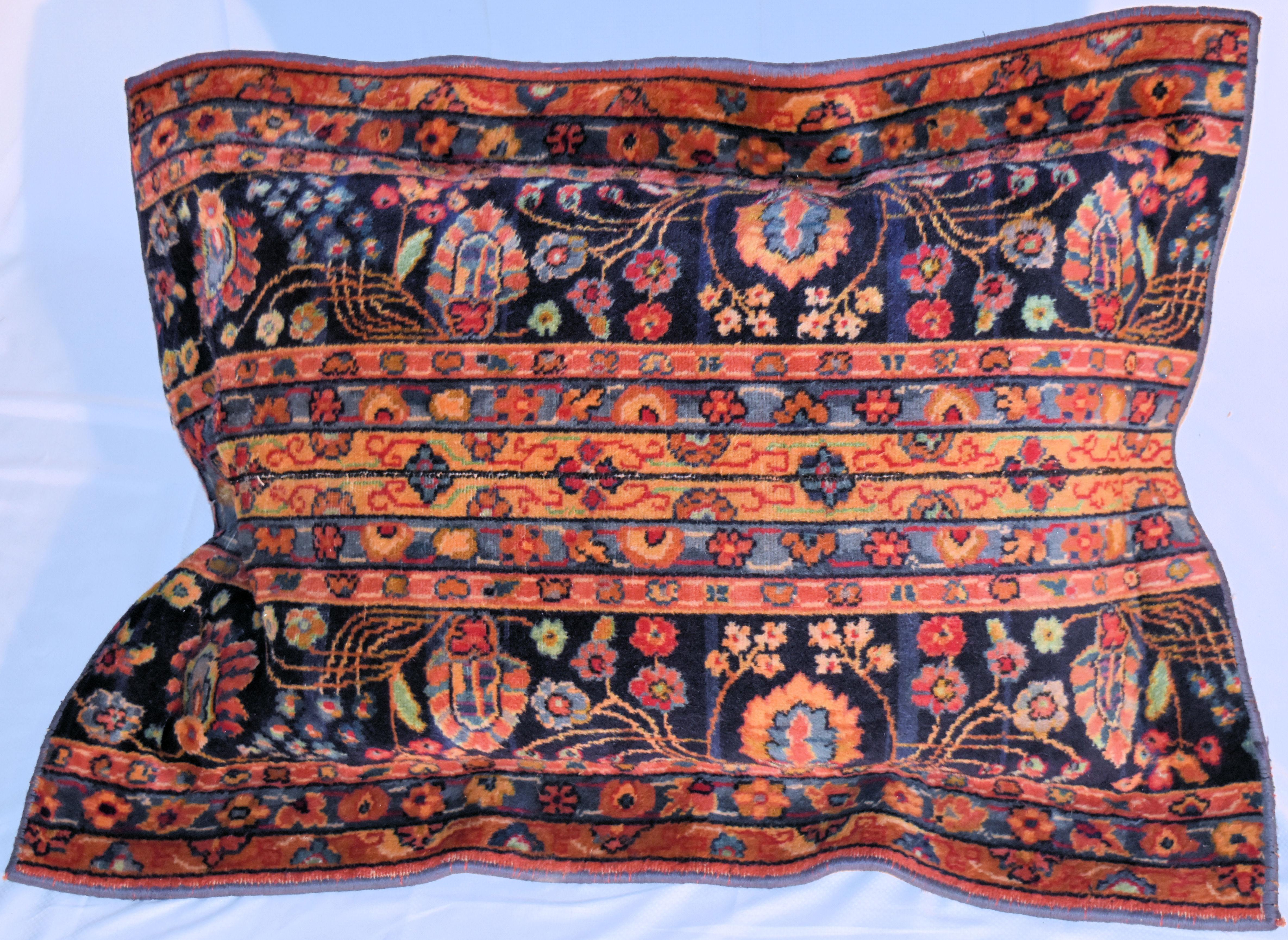 Mid-Century Modern Vintage Large Wool Rug Pillows, Mid-20th Century, Chinese Rug Fragment