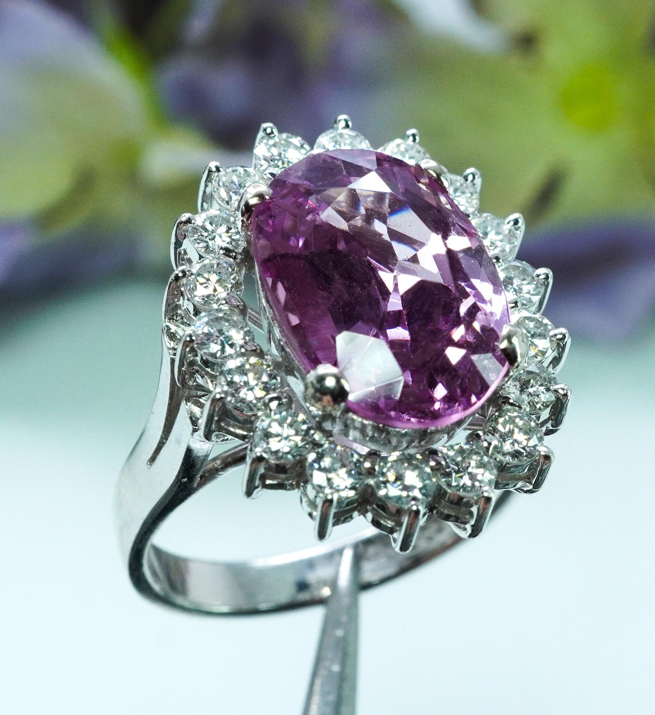 Grande anello d'epoca con diamante rosa naturale da 4,84 carati in oro bianco 14 carati AGI Cert in vendita 5