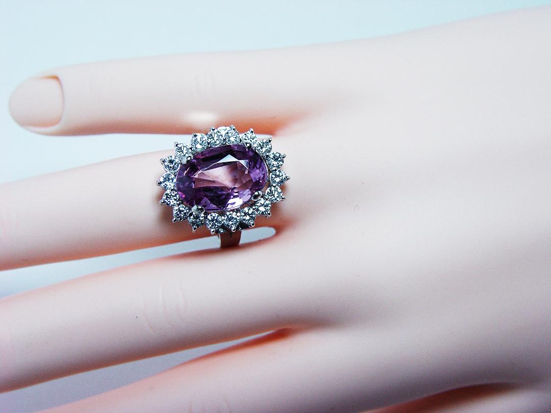 Grande anello d'epoca con diamante rosa naturale da 4,84 carati in oro bianco 14 carati AGI Cert in vendita 7