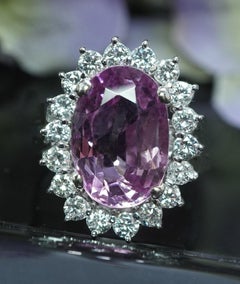 Vintage Large 4.84ct Natural Pink Spinel Diamond Ring 14K White Gold AGI Cert