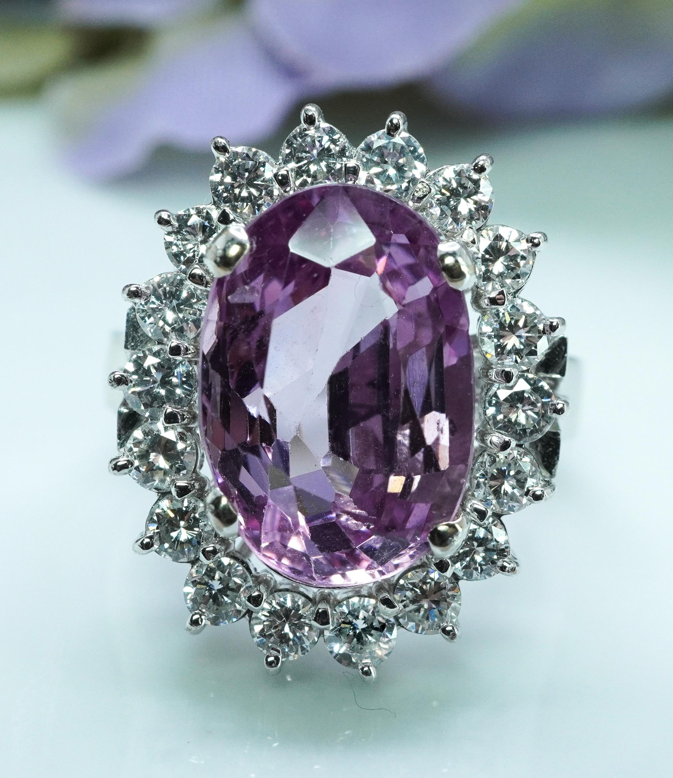 Grande anello d'epoca con diamante rosa naturale da 4,84 carati in oro bianco 14 carati AGI Cert In condizioni buone in vendita a Brambleton, US