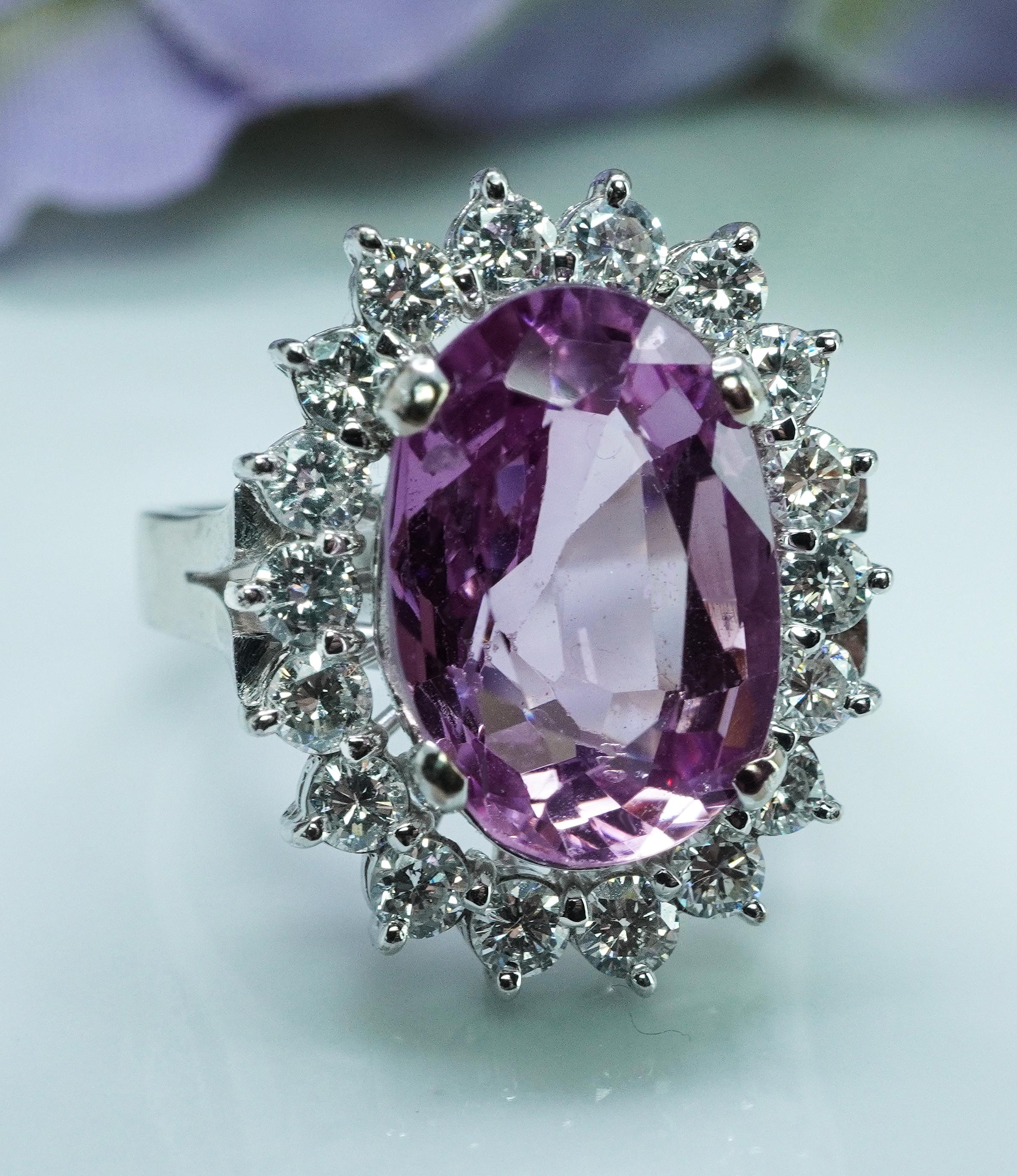 Grande anello d'epoca con diamante rosa naturale da 4,84 carati in oro bianco 14 carati AGI Cert in vendita 2