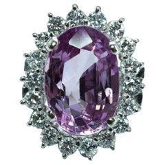Vintage Large 4.84ct Natural Pink Spinel Diamond Ring 14K White Gold AGI Cert