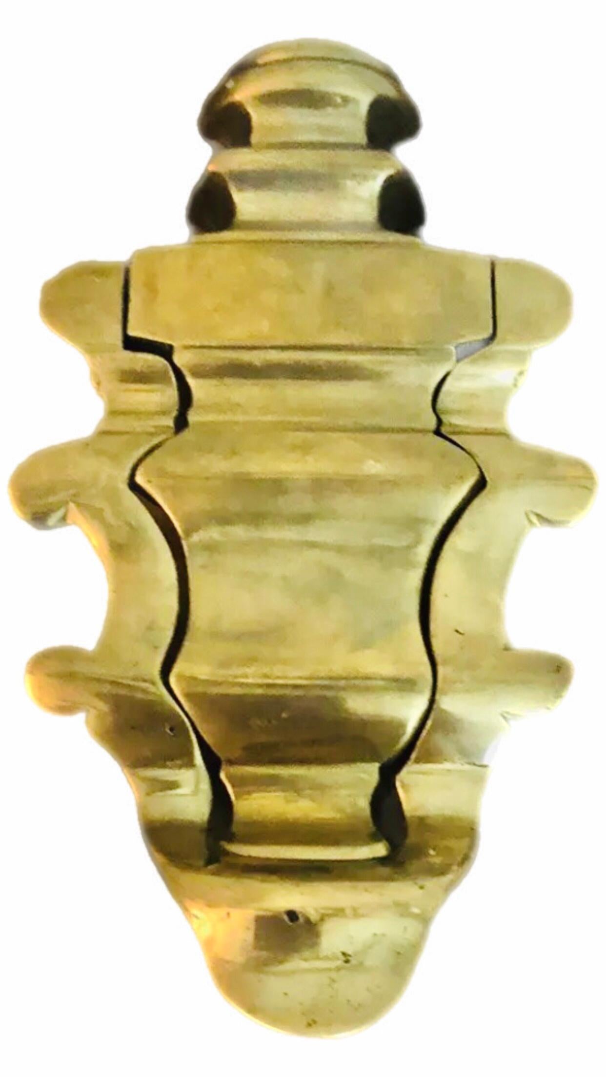 American Vintage Large 70s Solid Brass Mid Century Modern Sculptural Door Knocker For Sale