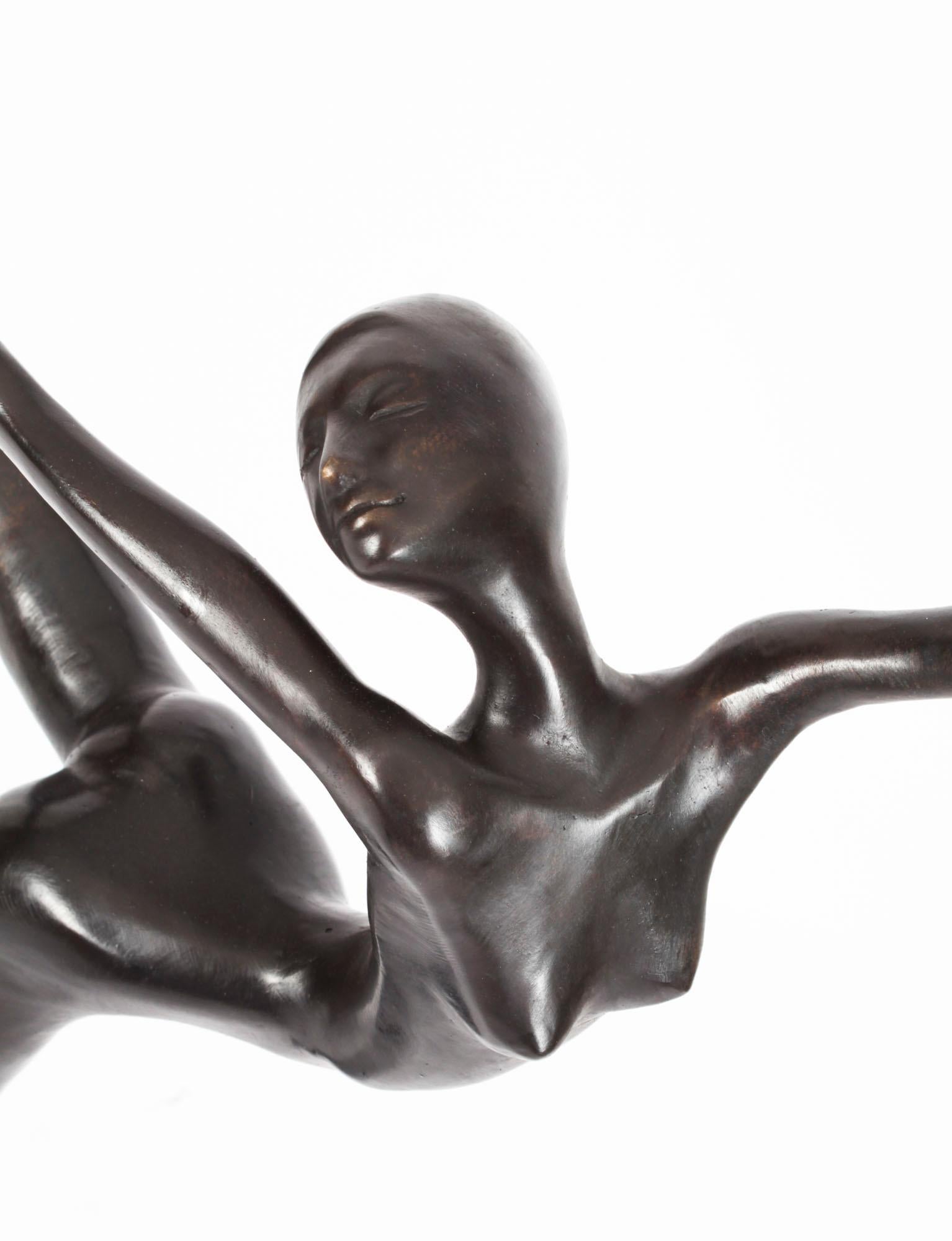 Vintage Large Abstract Bronze Sculpture of a Dancer 20th C In Good Condition For Sale In London, GB
