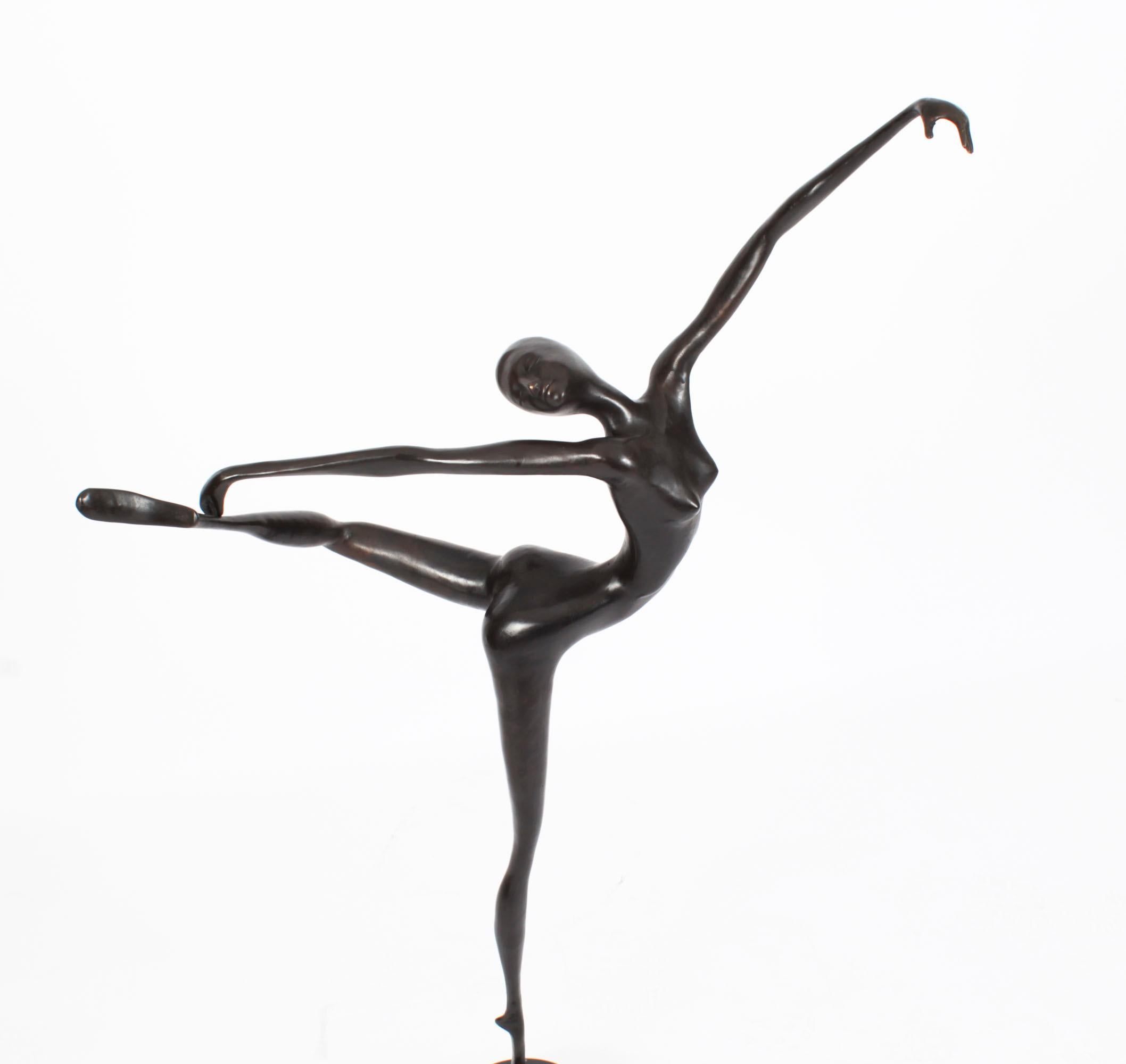 Vintage Large Abstract Bronze Sculpture of a Dancer 20th C For Sale 4
