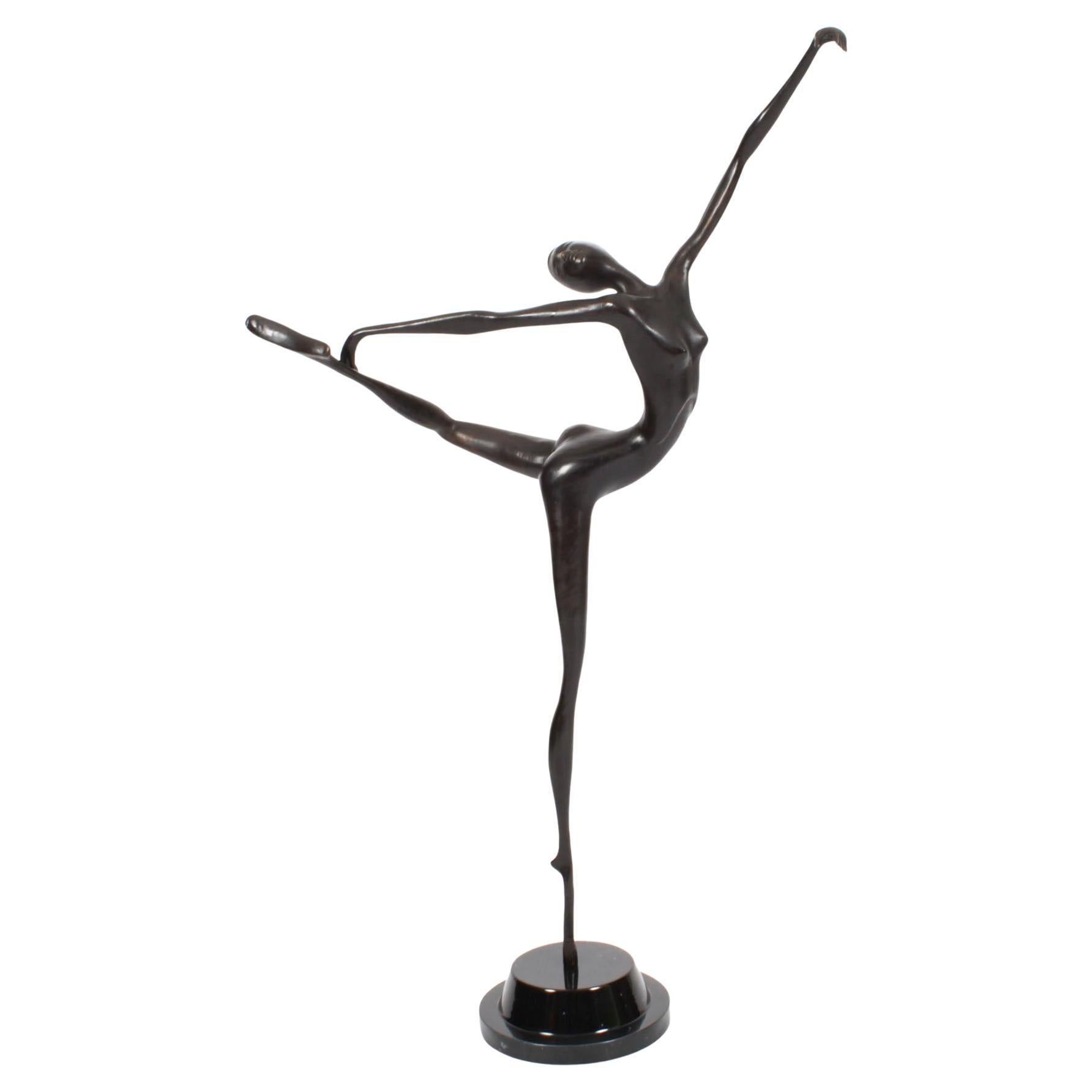 Vintage Large Abstract Bronze Sculpture of a Dancer 20th C