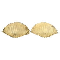 Sconcese da parete a conchiglia in resina oro ambra di grandi dimensioni vintage  Hollywood Regency Coppia di