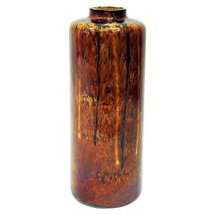 Vintage Large Amber Glazed Hungarian Floor Vase by Granit, 1960s