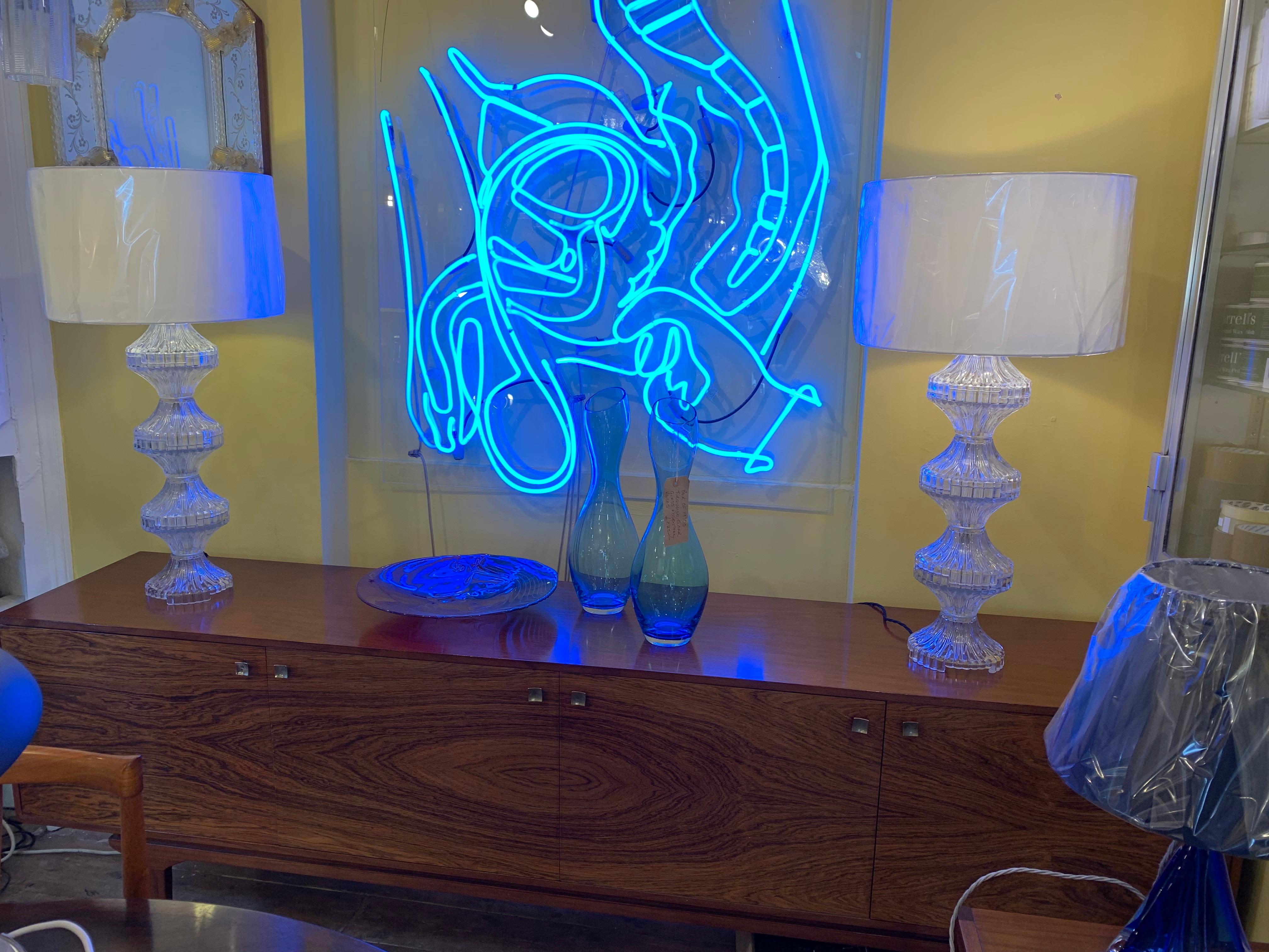 Vintage Large Anthony James Blue Prostrate Neon Backed on Perspex 1