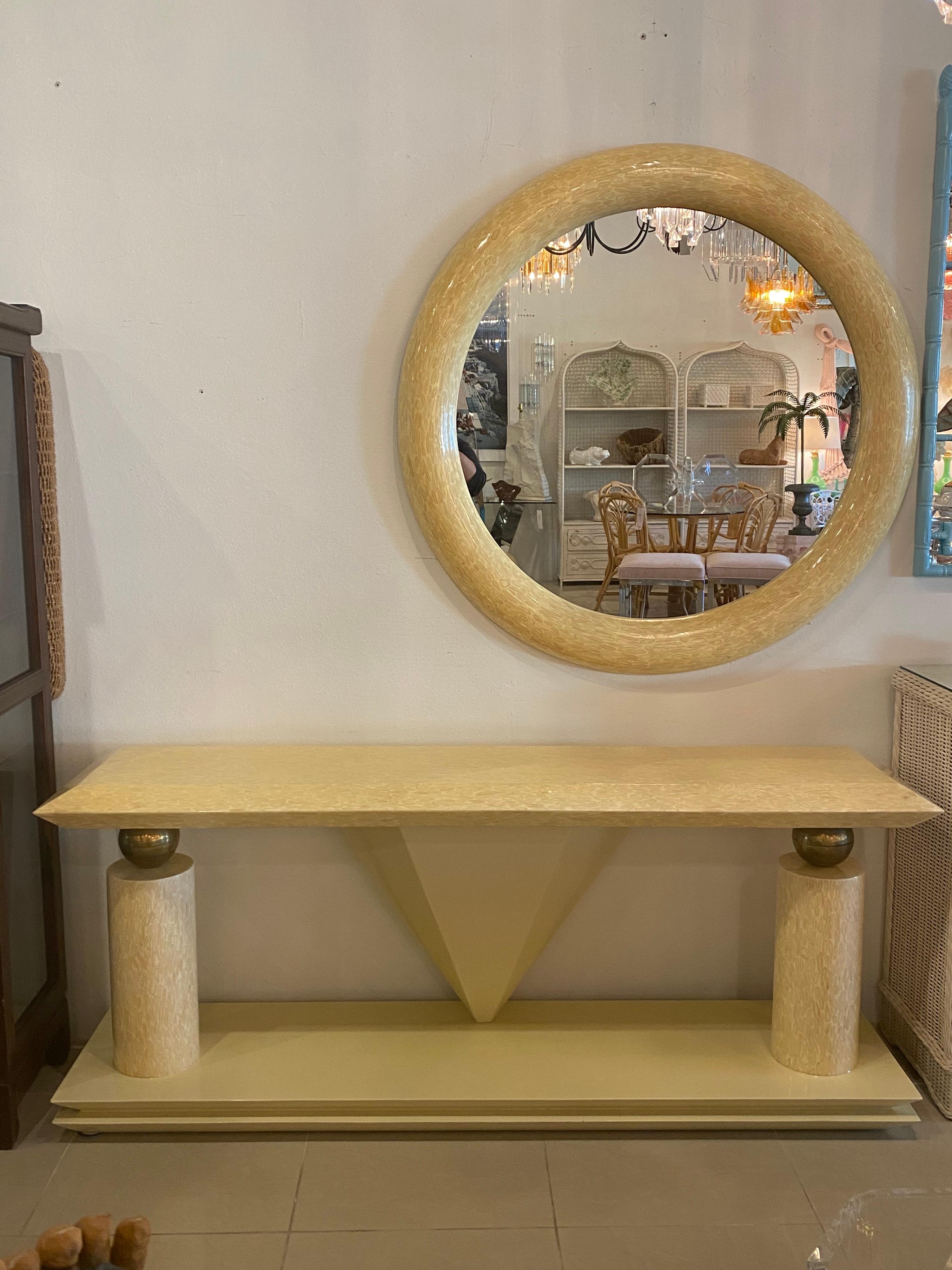 Vintage Large Antler Bone and Brass Console Table Style of Enrique Garcel In Good Condition For Sale In West Palm Beach, FL