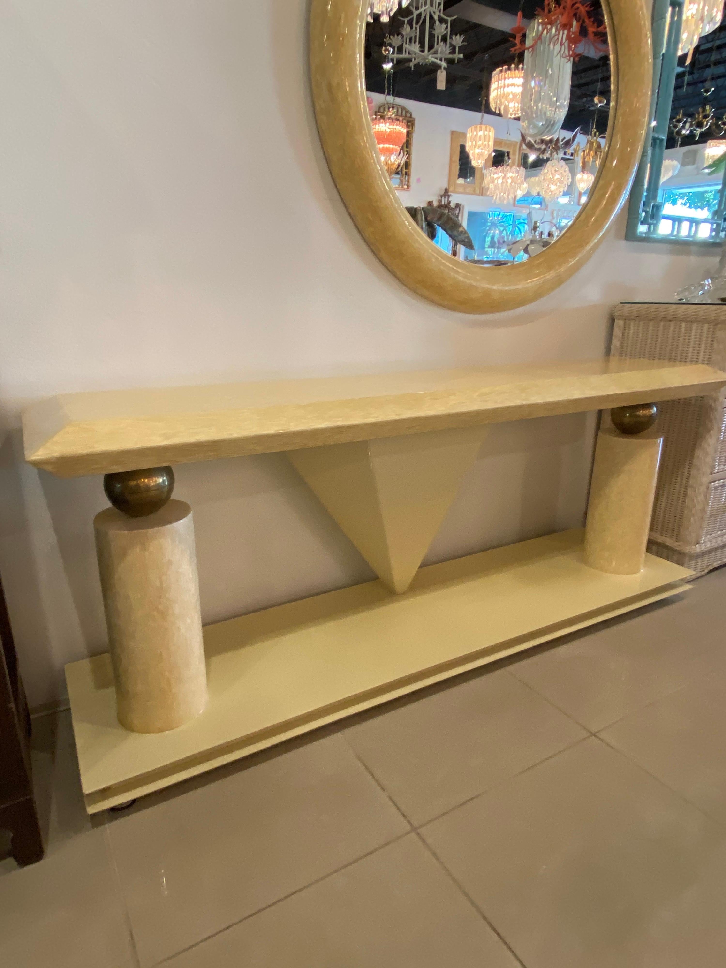 Vintage Large Antler Bone and Brass Console Table Style of Enrique Garcel For Sale 3
