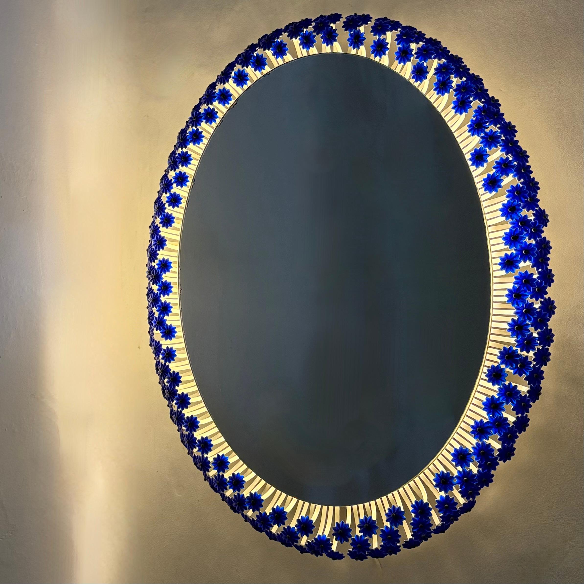 Metallo Specchio retroilluminato vintage di Emil Stejnar per Rupert Nikoll 1950s in vendita