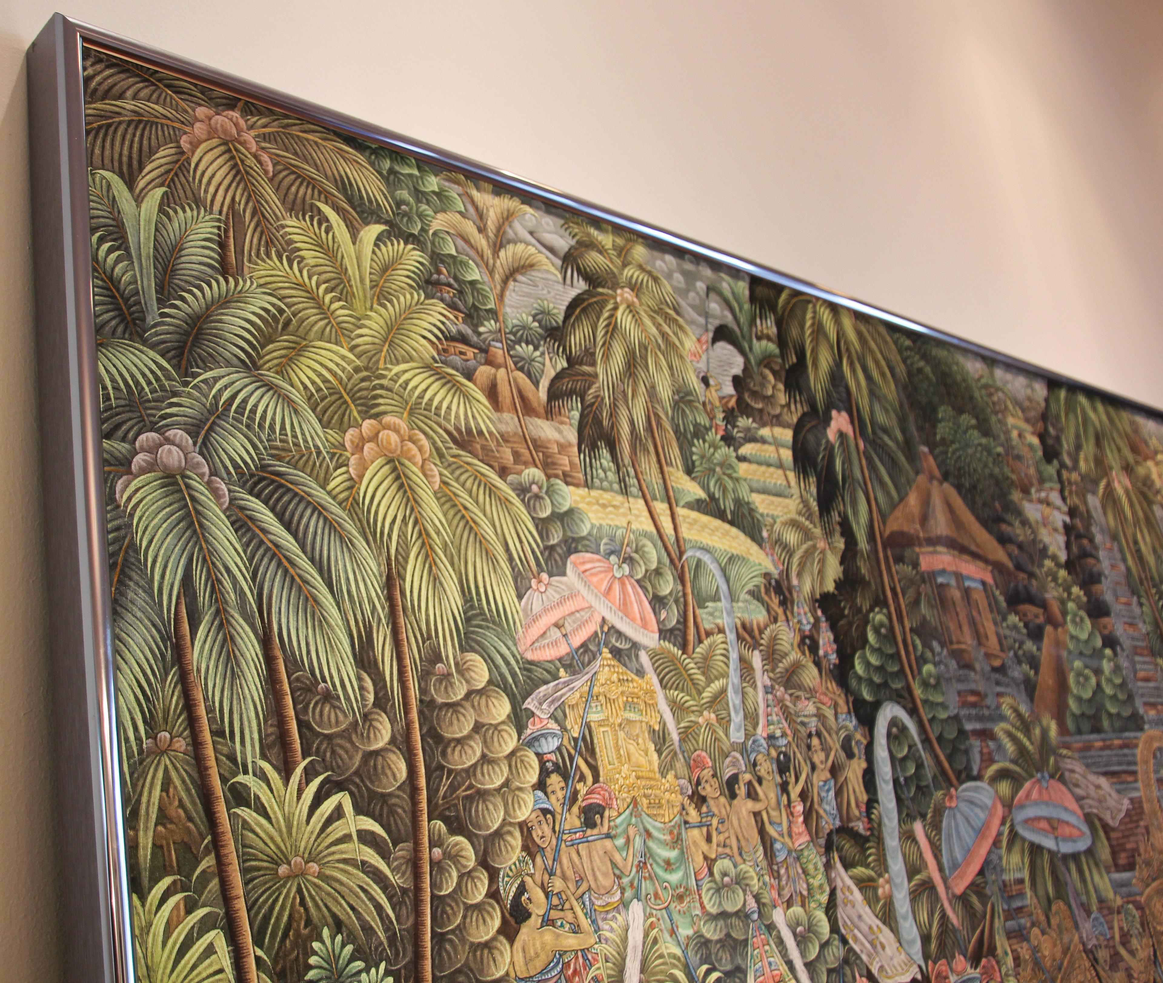 Großes Balinesisches Vintage-Gemälde auf Seide aus Ubud Bali, 1960er Jahre im Angebot 9