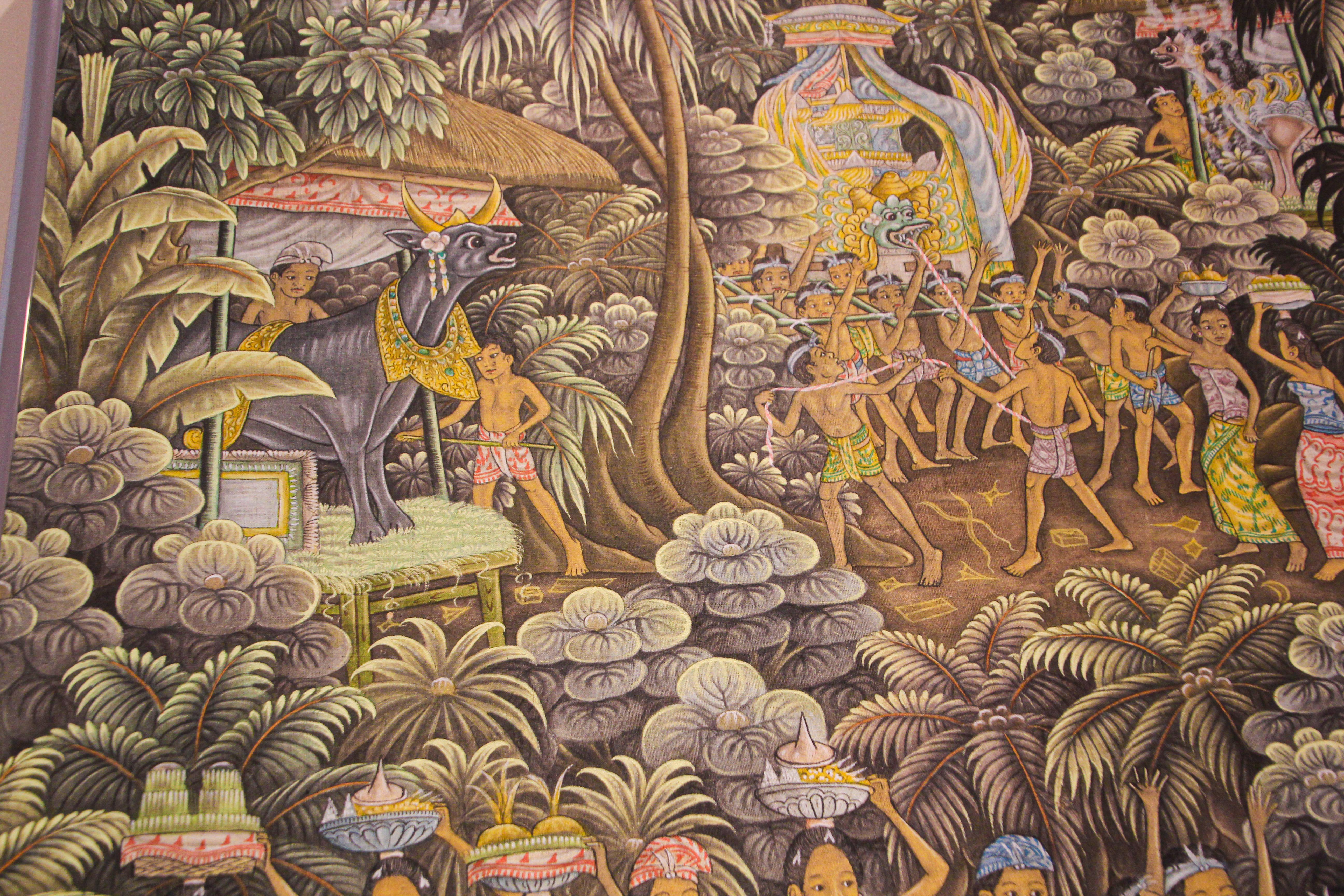 Großes Balinesisches Gemälde auf Seide aus Ubud Bali im Angebot 8