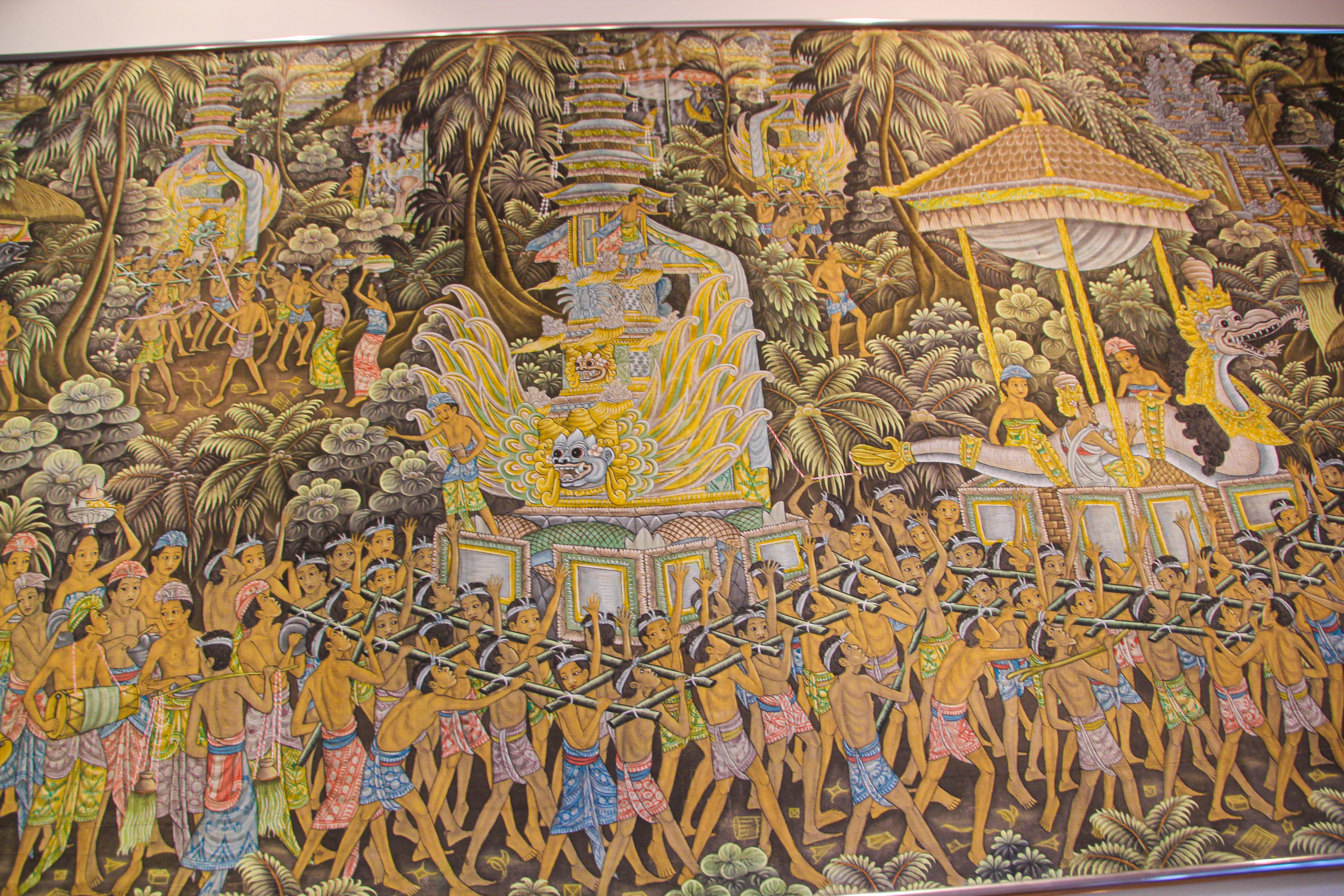 Vintage Large Balinese Painting on Silk from Ubud Bali For Sale 6