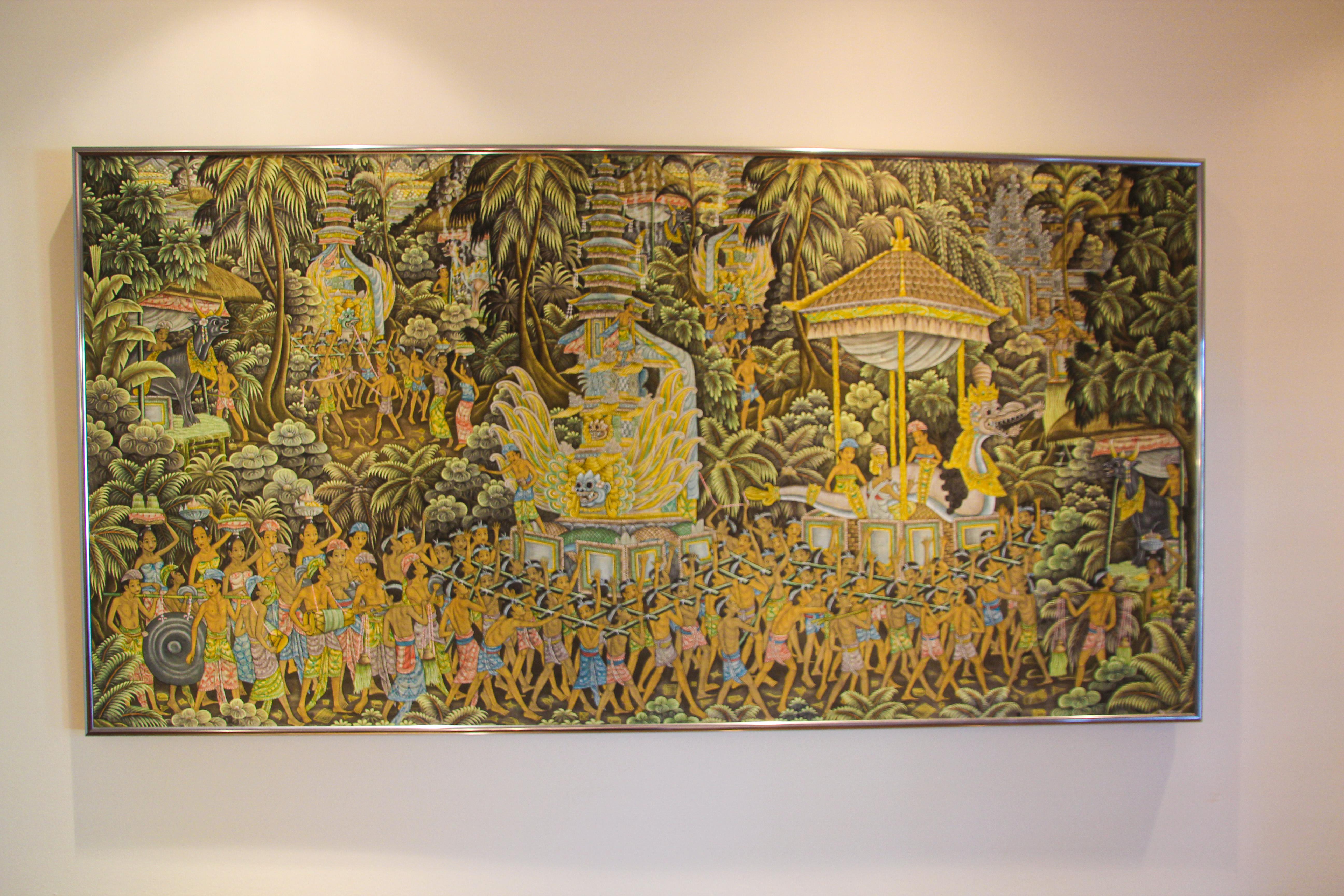 Großes Balinesisches Gemälde auf Seide aus Ubud Bali (Volkskunst) im Angebot