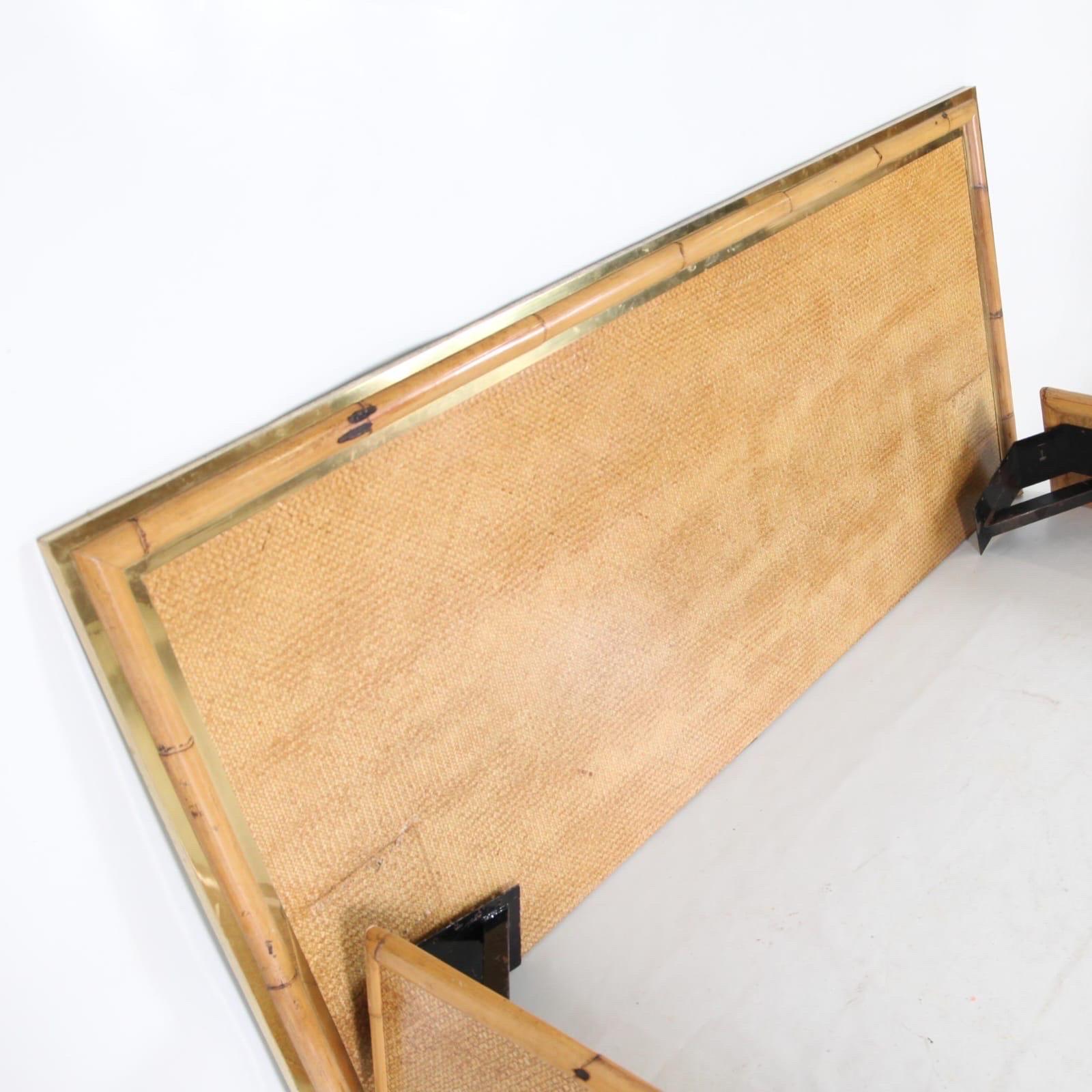 Late 20th Century Vintage large bamboo and brass bed For Sale