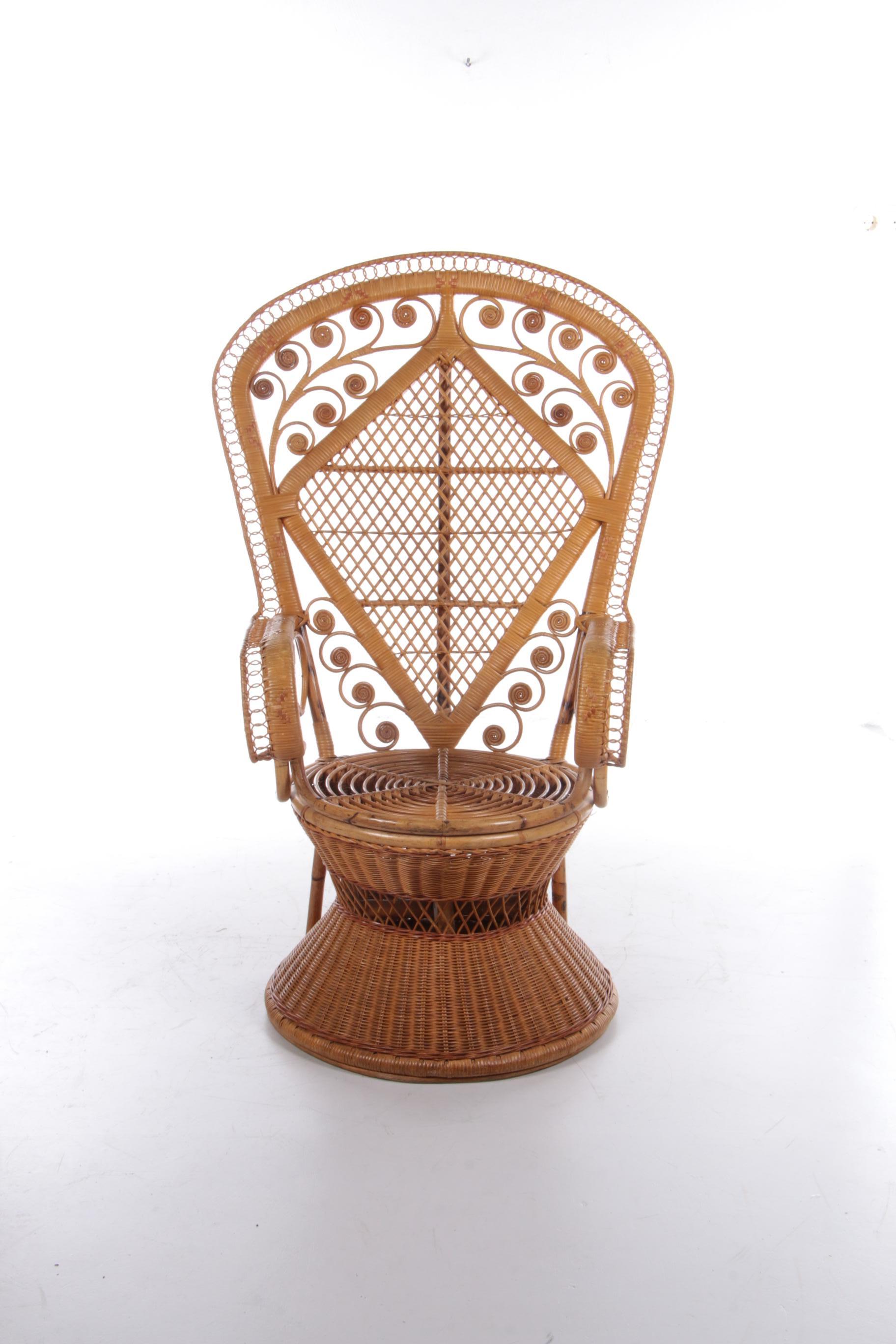 Mid-Century Modern Vintage Large Bamboo Chair 1960s France