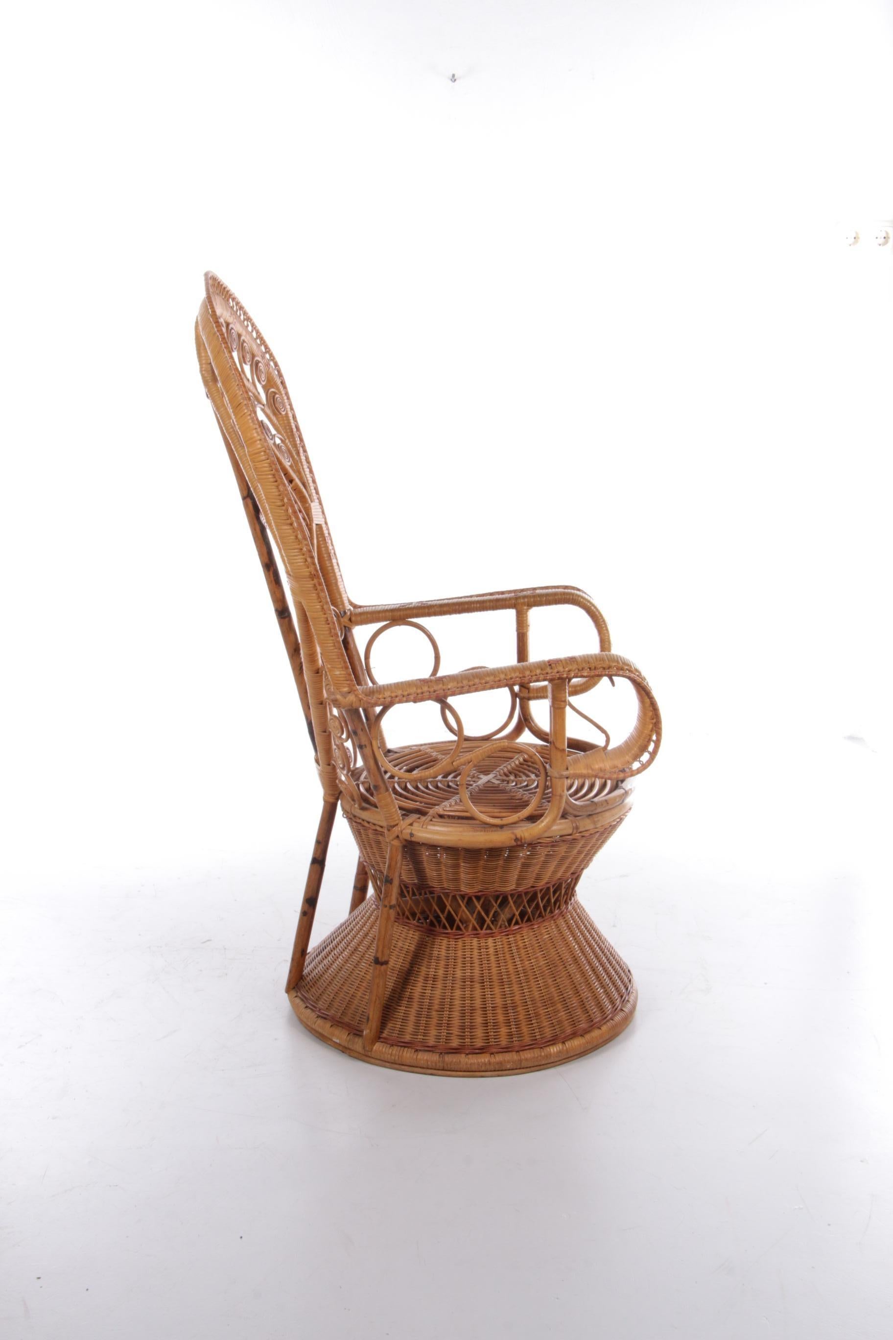 Mid-20th Century Vintage Large Bamboo Chair 1960s France
